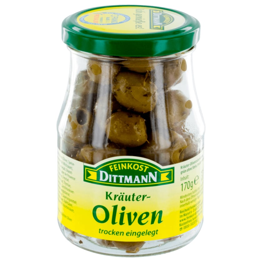 Feinkost Dittmann Kräuter-Oliven trocken eingelegt 170g